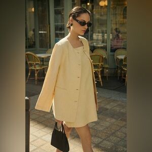 Posse Large Rio Shift Jacket & Rio Mini Dress Linen Yellow Dusty Citron